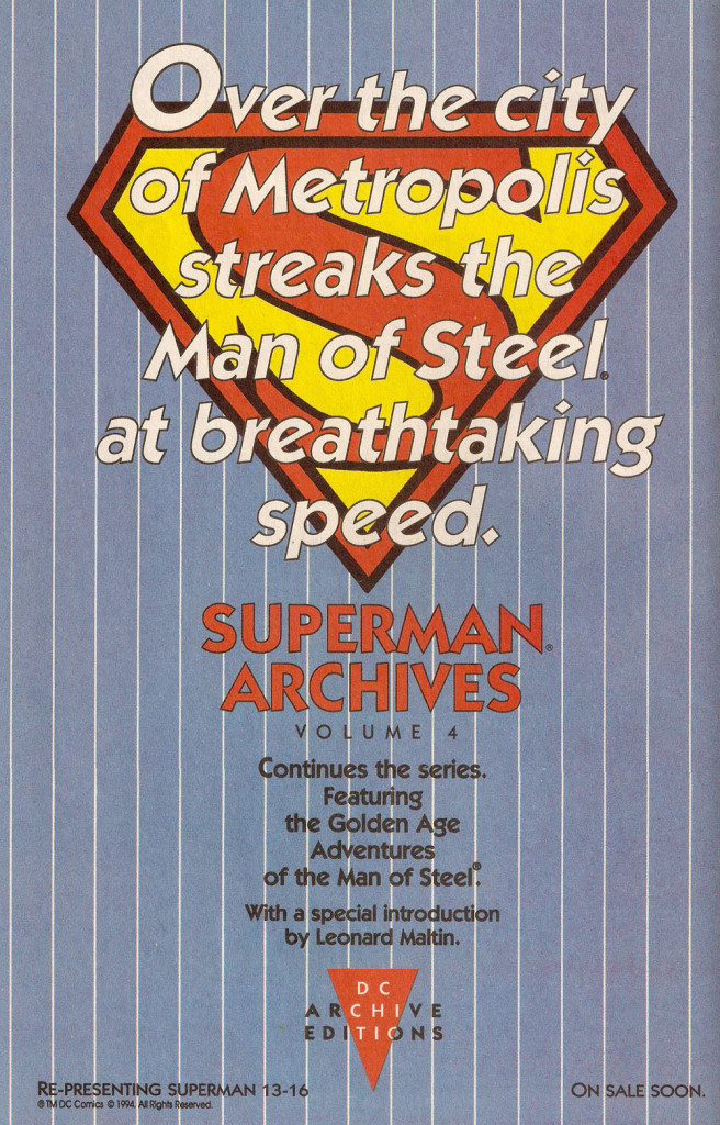 Ad- 1994 Superman Archives Vol 4